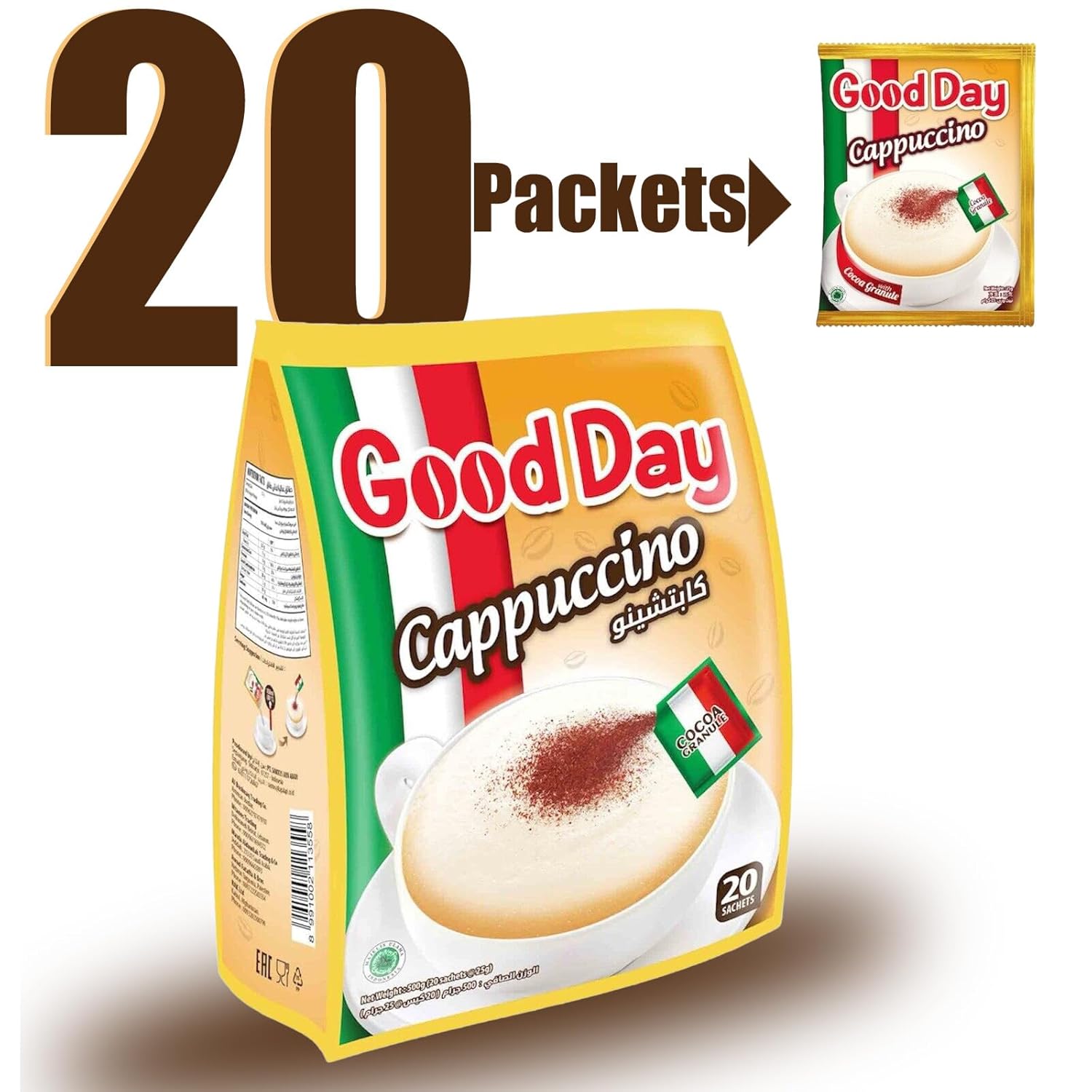 Good Day Cappuccino Italian Style Instant Coffee Mix, 20 Sachets