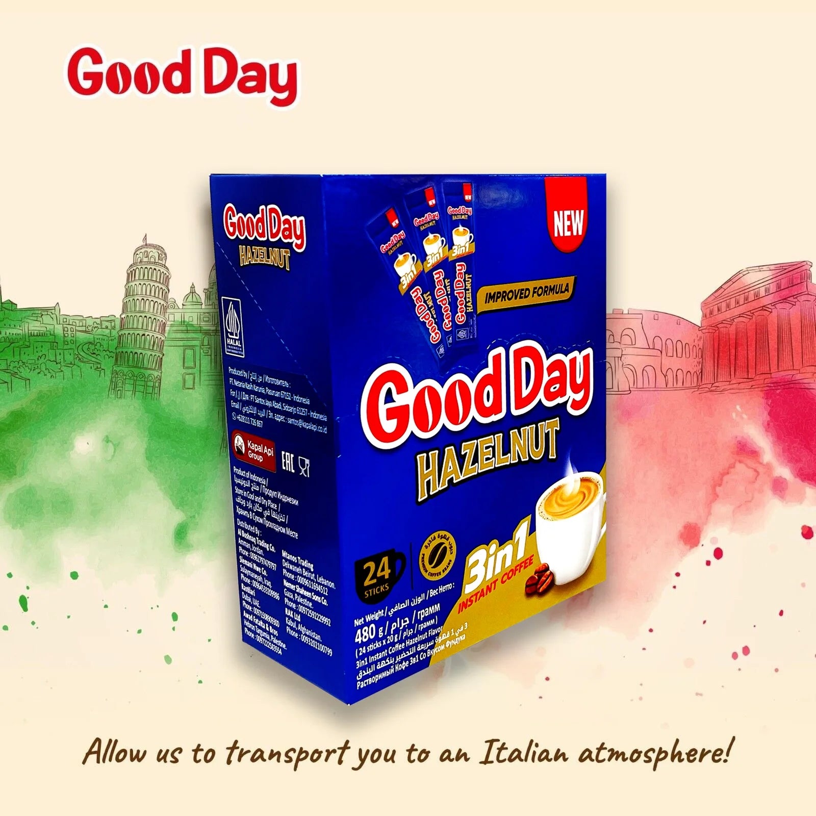 Good Day Hazelnut 3-in-1 Instant Coffee 24 Sticks 480g
